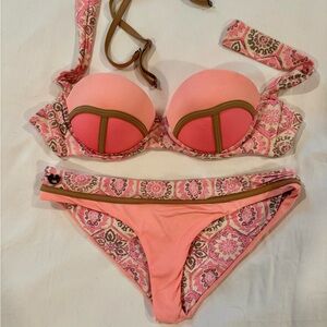Maaji Pink Coral Patterned Bikini Set